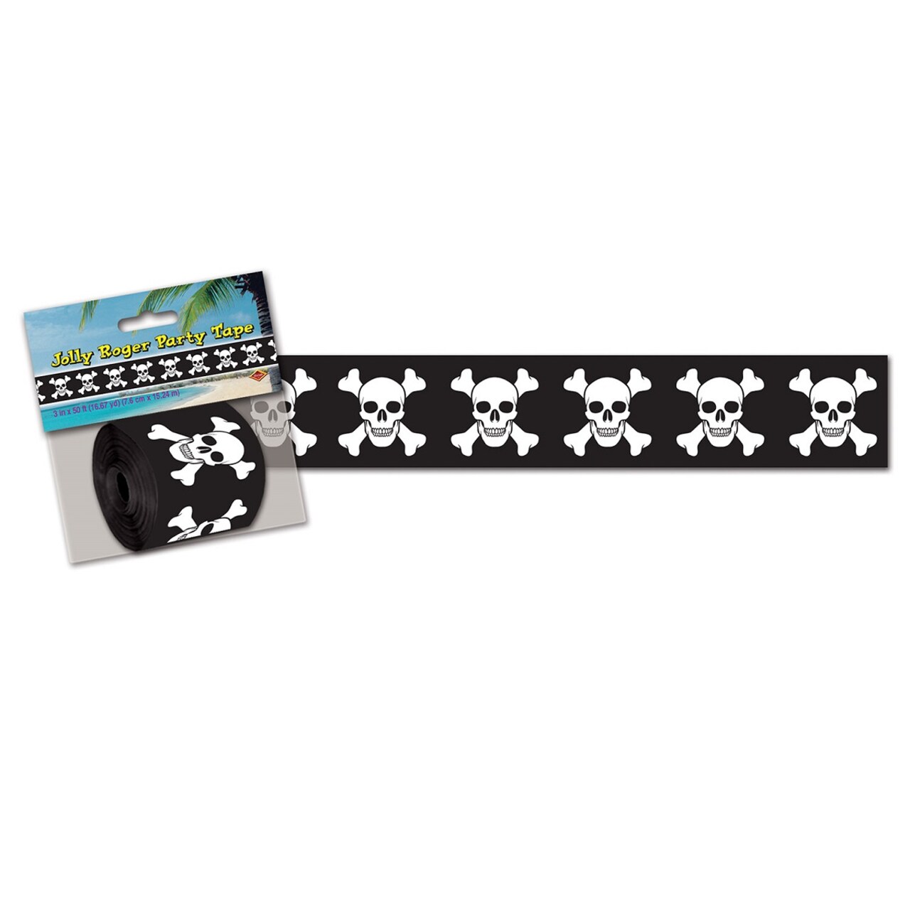 Party Central Club Pack of 12 Black and White Jolly Pirate Streamers 50'